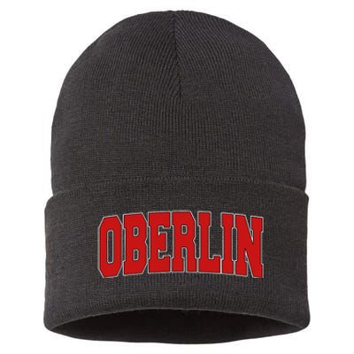 Oberlin Oh Ohio Varsity Style Usa Vintage Sports Sustainable Knit Beanie