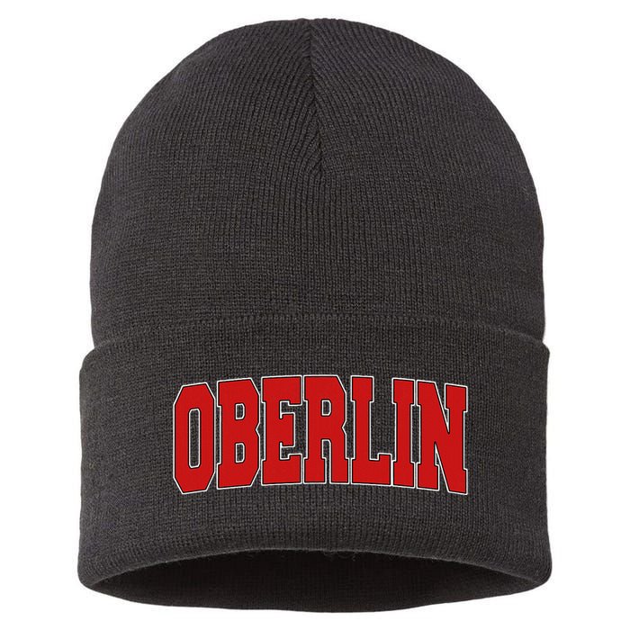 Oberlin Oh Ohio Varsity Style Usa Vintage Sports Sustainable Knit Beanie