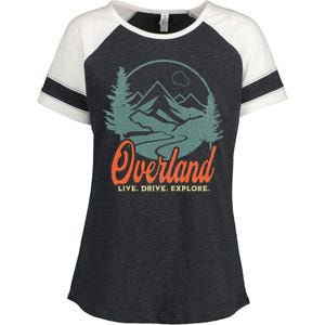 Overland Outdoor Offroad Adventure Graphic Design Enza Ladies Jersey Colorblock Tee