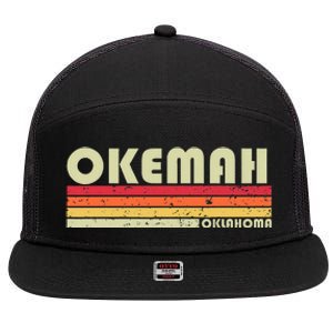 Okemah Ok Oklahoma Funny City Home Roots 7 Panel Mesh Trucker Snapback Hat