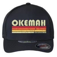 Okemah Ok Oklahoma Funny City Home Roots Flexfit Unipanel Trucker Cap