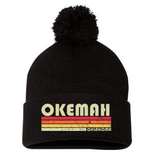 Okemah Ok Oklahoma Funny City Home Roots Pom Pom 12in Knit Beanie