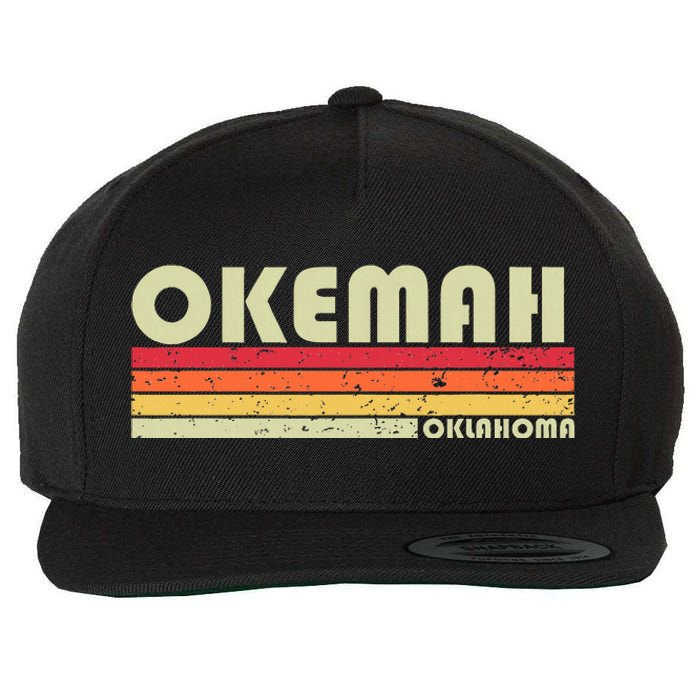 Okemah Ok Oklahoma Funny City Home Roots Wool Snapback Cap