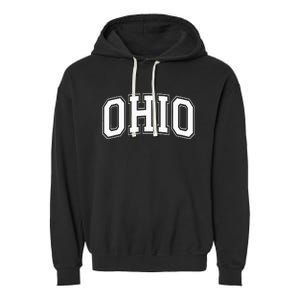 Ohio Oh Ohioan White Text Garment-Dyed Fleece Hoodie