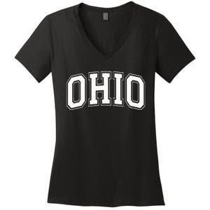 Ohio Oh Ohioan White Text Women's V-Neck T-Shirt