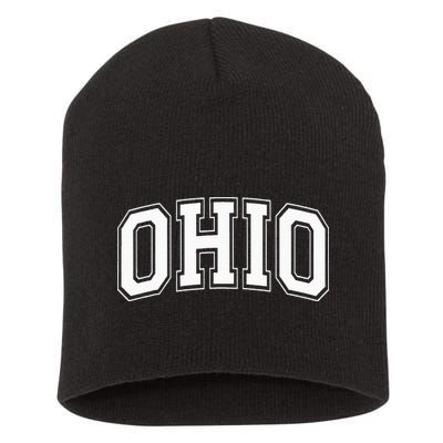 Ohio Oh Ohioan White Text Short Acrylic Beanie