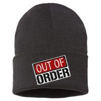 Out Of Order Sign Funny Sustainable Knit Beanie