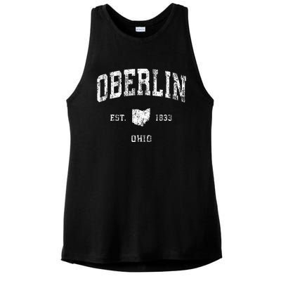 Oberlin Ohio Oh Vintage Athletic Sports Design Ladies PosiCharge Tri-Blend Wicking Tank