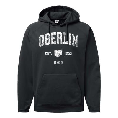 Oberlin Ohio Oh Vintage Athletic Sports Design Performance Fleece Hoodie