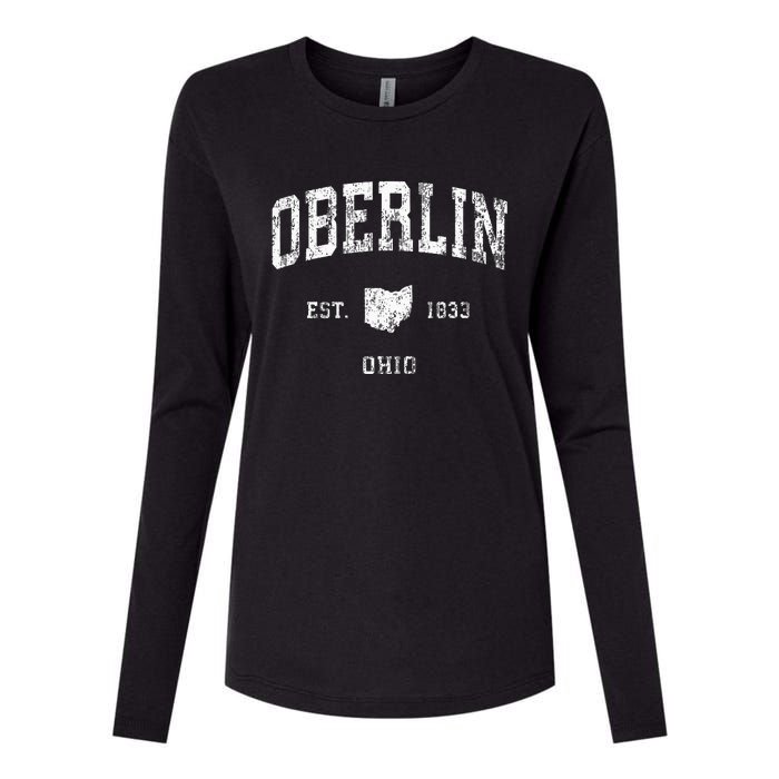 Oberlin Ohio Oh Vintage Athletic Sports Design Womens Cotton Relaxed Long Sleeve T-Shirt