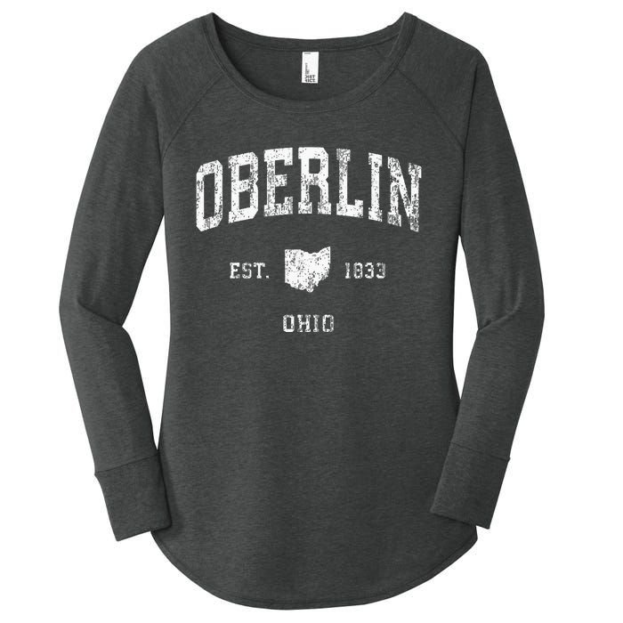 Oberlin Ohio Oh Vintage Athletic Sports Design Women's Perfect Tri Tunic Long Sleeve Shirt