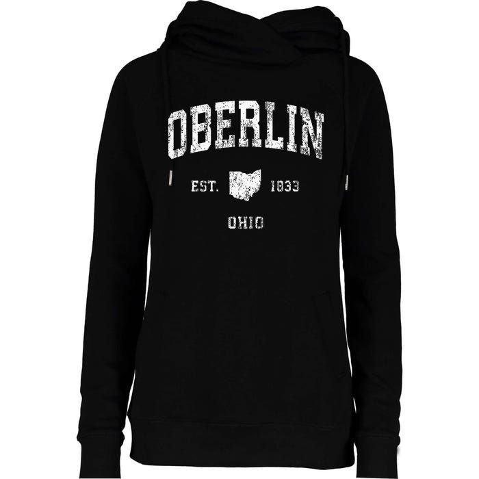 Oberlin Ohio Oh Vintage Athletic Sports Design Womens Funnel Neck Pullover Hood