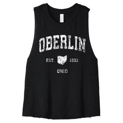 Oberlin Ohio Oh Vintage Athletic Sports Design Women's Racerback Cropped Tank