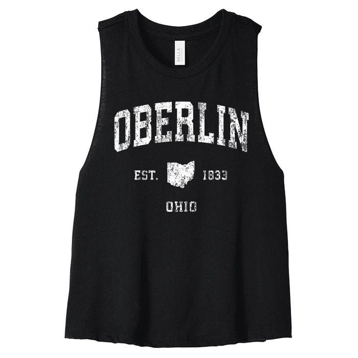 Oberlin Ohio Oh Vintage Athletic Sports Design Women's Racerback Cropped Tank