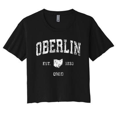 Oberlin Ohio Oh Vintage Athletic Sports Design Women's Crop Top Tee