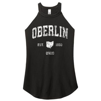 Oberlin Ohio Oh Vintage Athletic Sports Design Women's Perfect Tri Rocker Tank