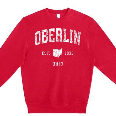 Oberlin Ohio Oh Vintage Athletic Sports Design Premium Crewneck Sweatshirt