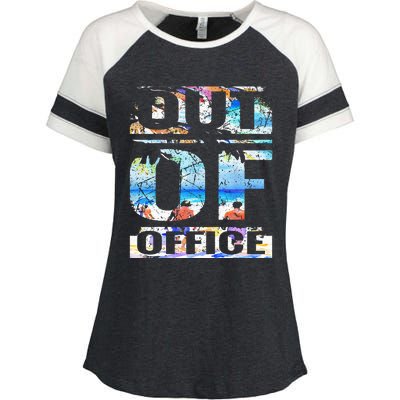 Out Of Office Vacation and Retirement Enza Ladies Jersey Colorblock Tee