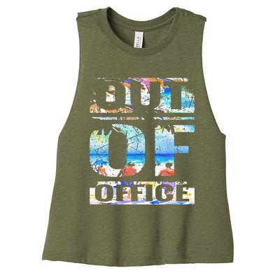 Out Of Office Vacation and Retirement Women's Racerback Cropped Tank