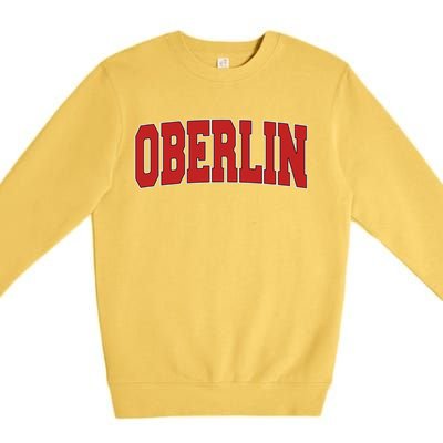 Oberlin Oh Ohio Varsity Style Usa Vintage Sports Gift Premium Crewneck Sweatshirt