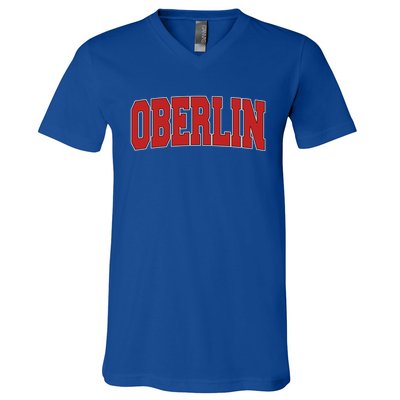 Oberlin Oh Ohio Varsity Style Usa Vintage Sports Gift V-Neck T-Shirt