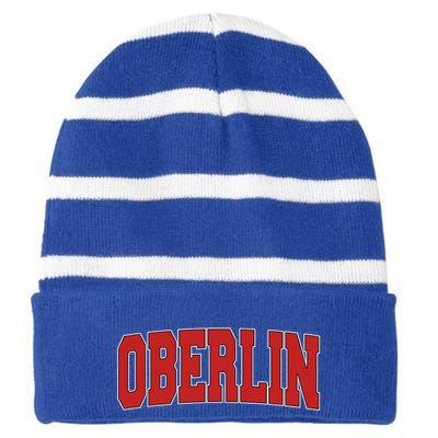 Oberlin Oh Ohio Varsity Style Usa Vintage Sports Gift Striped Beanie with Solid Band