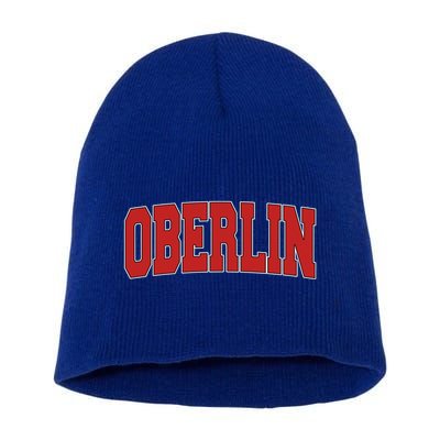 Oberlin Oh Ohio Varsity Style Usa Vintage Sports Gift Short Acrylic Beanie