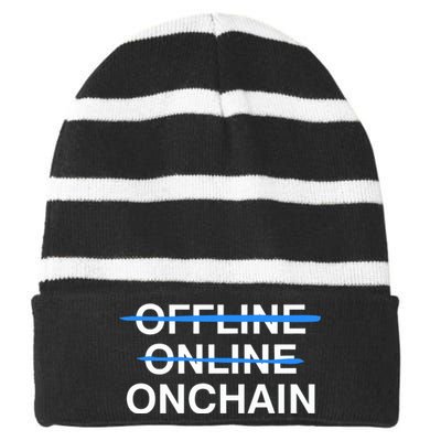 Offline Online Onchain Striped Beanie with Solid Band