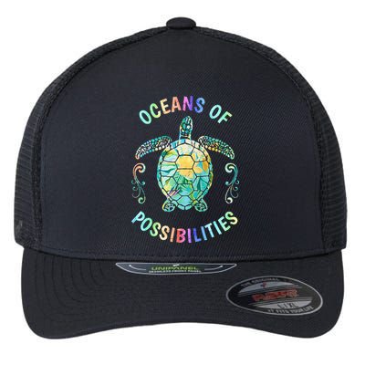 Oceans of Possibilities Summer Reading 2022 Librarian Whale Flexfit Unipanel Trucker Cap