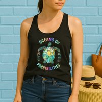 Oceans of Possibilities Summer Reading 2022 Librarian Whale Womens Tank Top