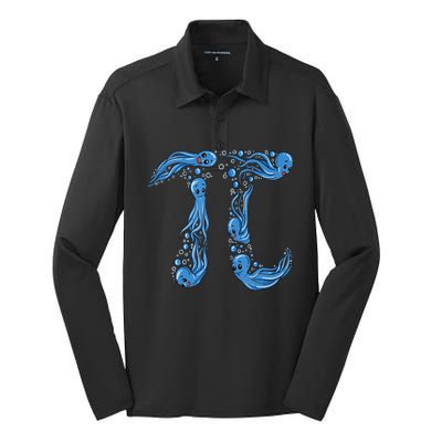 OctoPi octopus Pi Math Science Teacher 3.14 Pi Day Silk Touch Performance Long Sleeve Polo