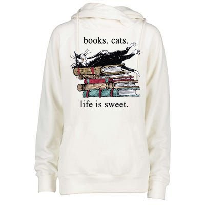 Out Of Print Unisex Literary Books Cats Life Is Sweet Sweatshirt Womens Funnel Neck Pullover Hood