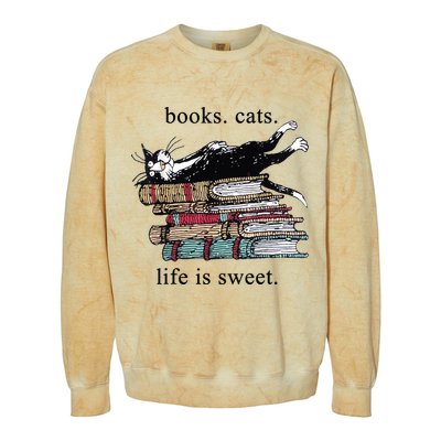 Out Of Print Unisex Literary Books Cats Life Is Sweet Sweatshirt Colorblast Crewneck Sweatshirt
