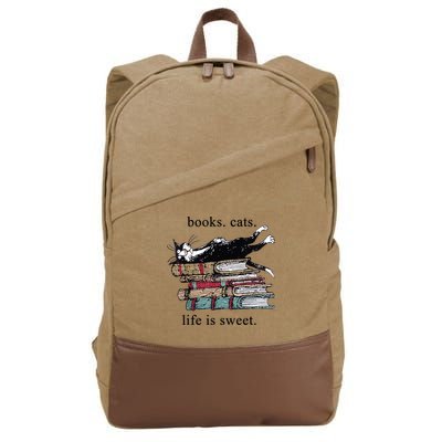 Out Of Print Unisex Literary Books Cats Life Is Sweet Sweatshirt Cotton Canvas Backpack