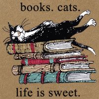Out Of Print Unisex Literary Books Cats Life Is Sweet Sweatshirt Cotton Canvas Backpack