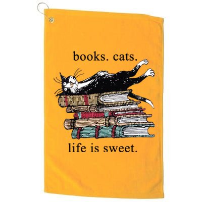 Out Of Print Unisex Literary Books Cats Life Is Sweet Sweatshirt Platinum Collection Golf Towel