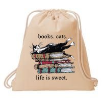 Out Of Print Unisex Literary Books Cats Life Is Sweet Sweatshirt Drawstring Bag