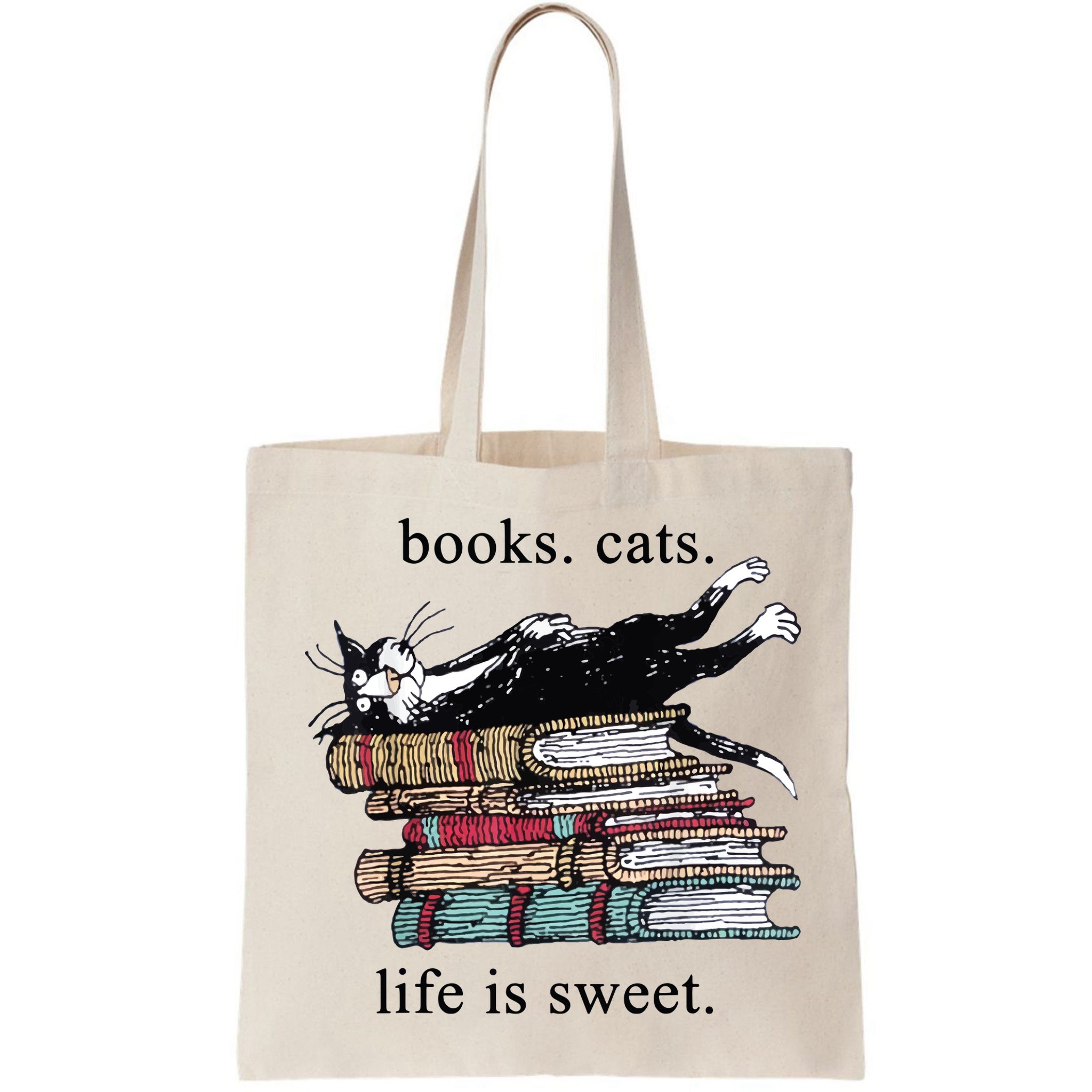 Out Of Print Unisex Literary Books Cats Life Is Sweet Sweatshirt Bag