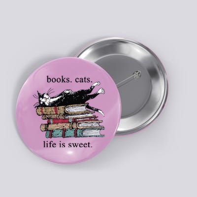 Out Of Print Unisex Literary Books Cats Life Is Sweet Sweatshirt Button