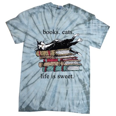 Out Of Print Unisex Literary Books Cats Life Is Sweet Sweatshirt Tie-Dye T-Shirt