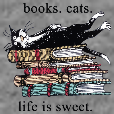 Out Of Print Unisex Literary Books Cats Life Is Sweet Sweatshirt T-Shirt