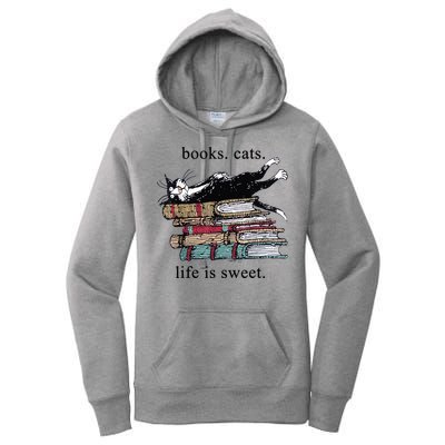 Out Of Print Unisex Literary Books Cats Life Is Sweet Sweatshirt Women's Pullover Hoodie