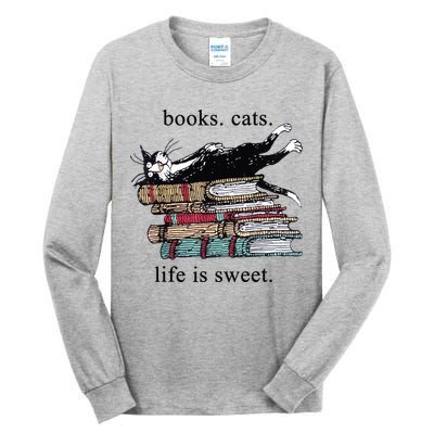 Out Of Print Unisex Literary Books Cats Life Is Sweet Sweatshirt Tall Long Sleeve T-Shirt