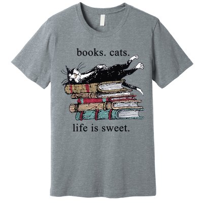 Out Of Print Unisex Literary Books Cats Life Is Sweet Sweatshirt Premium T-Shirt