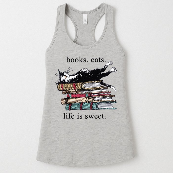 Out Of Print Unisex Literary Books Cats Life Is Sweet Sweatshirt Womens Tank Top