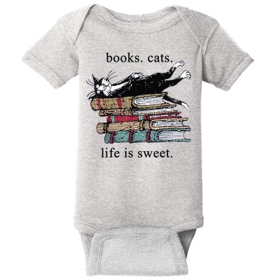 Out Of Print Unisex Literary Books Cats Life Is Sweet Sweatshirt Baby Bodysuit
