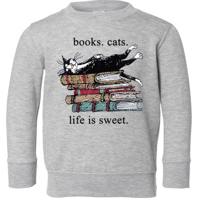 Out Of Print Unisex Literary Books Cats Life Is Sweet Sweatshirt Toddler Sweatshirt