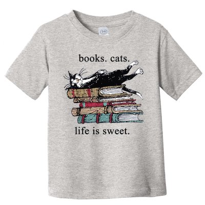 Out Of Print Unisex Literary Books Cats Life Is Sweet Sweatshirt Toddler T-Shirt