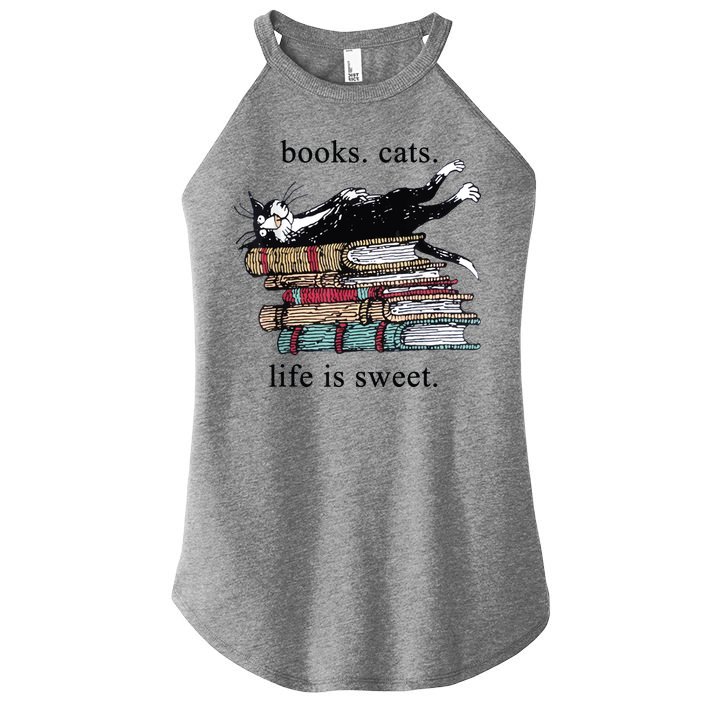 Out Of Print Unisex Literary Books Cats Life Is Sweet Sweatshirt Women's Perfect Tri Rocker Tank