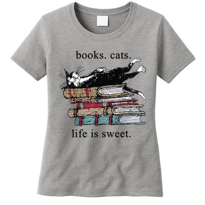 Out Of Print Unisex Literary Books Cats Life Is Sweet Sweatshirt Womens T-Shirt
